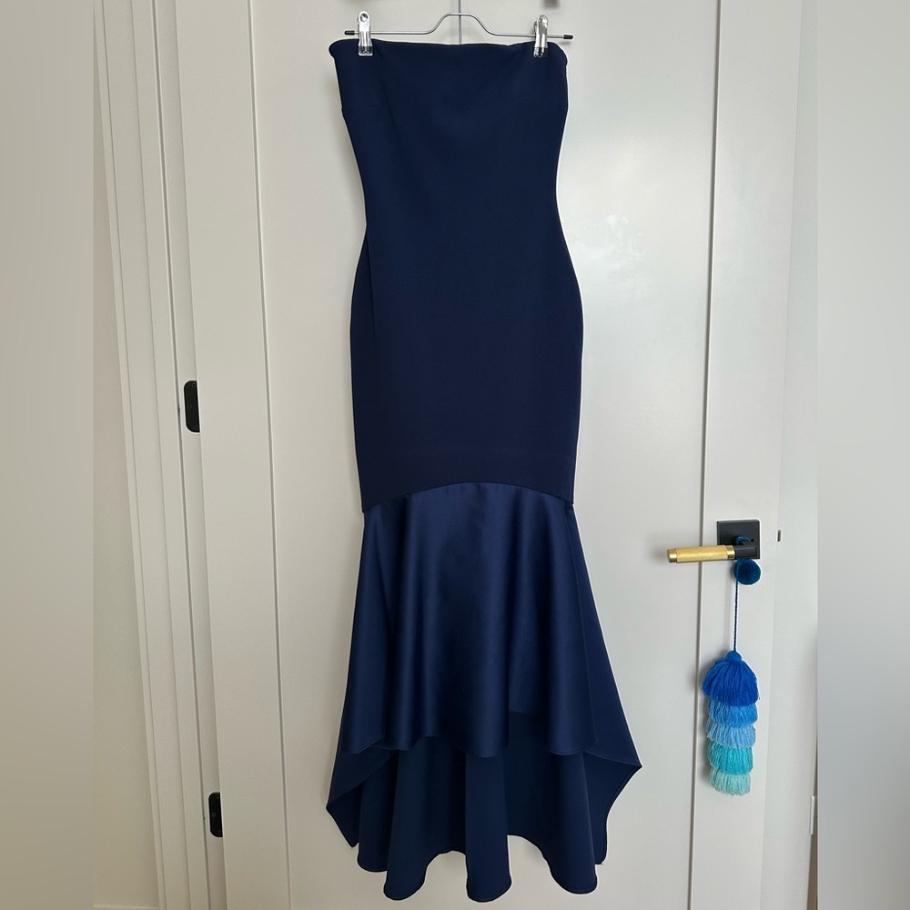 Solace London Strapless High Low Midnight Blue Dress